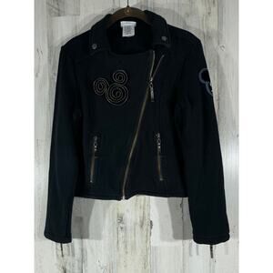 Disney Parks Mickey Mouse Moto‎ Jacket Size Small Disneyland Black Zippers READ